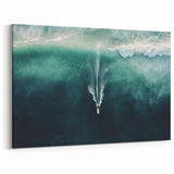 Surfer in Emerald Waves Wall Art - Aerial Ocean Adventure Decor