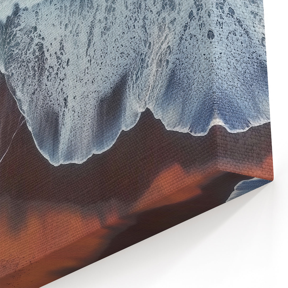 Dramatic Crimson Waves Wall Art - Aerial Beach and Ocean Scene Decor