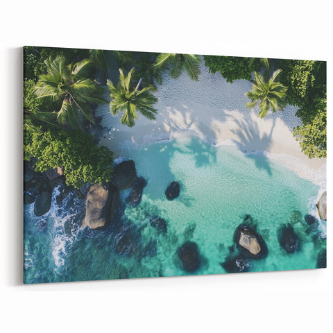 Tropical Paradise Aerial Wall Art - Lush Palms and Turquoise Waters