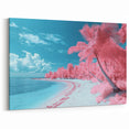 Surreal Tropical Beach Wall Art - Pink Palms and Turquoise Waters