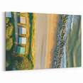 Aerial Beachside Cottages Wall Art - Sand, Rocks, and Coastal Greenery
