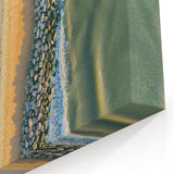 Aerial Beachside Cottages Wall Art - Sand, Rocks, and Coastal Greenery