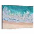 Turquoise Ocean Waves Wall Art - Aerial Sandy Shoreline Decor
