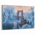 Winter Wonderland Bridge Wall Art - Frosted Landscape Canvas Print