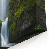 Scenic Bridge Wall Art - Lush Waterfall Landscape Canvas Print