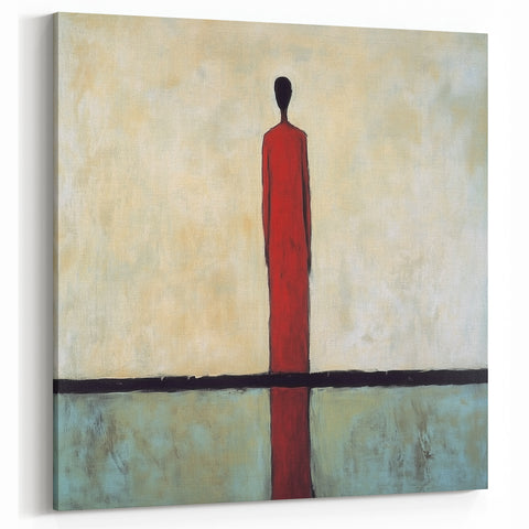 Abstract Human Figures on Canvas - Bold Minimalist Red Silhouette