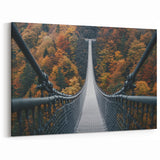 Autumn Forest Suspension Bridge Wall Art - Fall Canvas Print