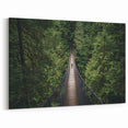 Forest Suspension Bridge Wall Art - Tranquil Green Landscape Canvas Print