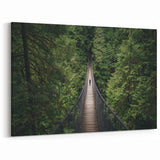 Forest Suspension Bridge Wall Art - Tranquil Green Landscape Canvas Print