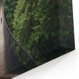Forest Suspension Bridge Wall Art - Tranquil Green Landscape Canvas Print