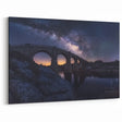 Starry Night Bridge Wall Art - Milky Way Landscape Canvas Print