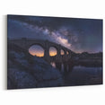 Starry Night Bridge Wall Art - Milky Way Landscape Canvas Print