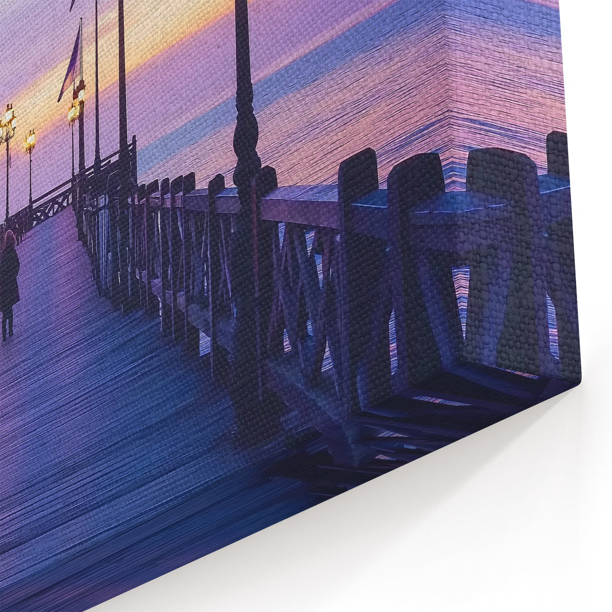 Romantic Sunset Pier Wall Art - Serene Twilight Canvas Print