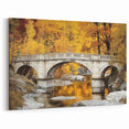 Autumn Stone Bridge Wall Art - Warm Fall Foliage Canvas Print