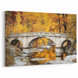 Autumn Stone Bridge Wall Art - Warm Fall Foliage Canvas Print