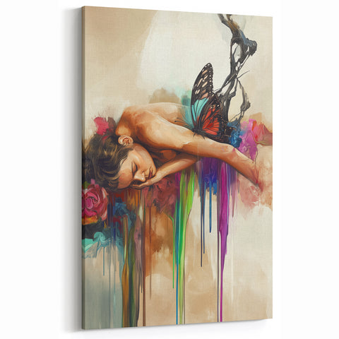 Colorful Figurative Abstracts - Dreamlike Butterfly and Floral Art