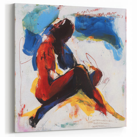 Figurative Abstract Canvas Art - Bold Human Form in Vivid Colors
