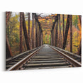 Rustic Railway Bridge Wall Art - Autumn Landscape Canvas Print