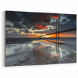 Sunset Suspension Bridge Wall Art - Dramatic Skyline Canvas Print