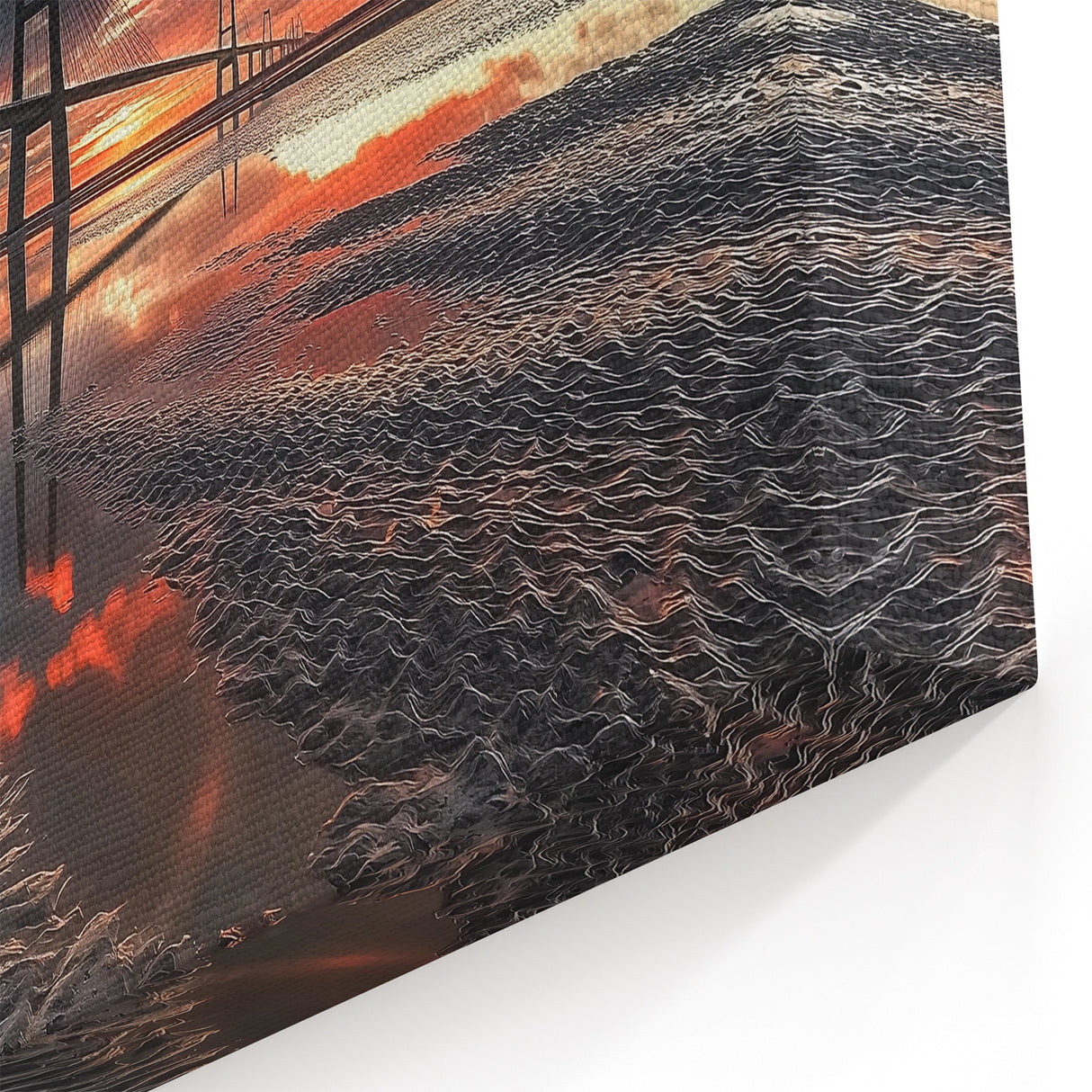 Dramatic Sunset Bridge Wall Art - Reflective Skyline Canvas Print