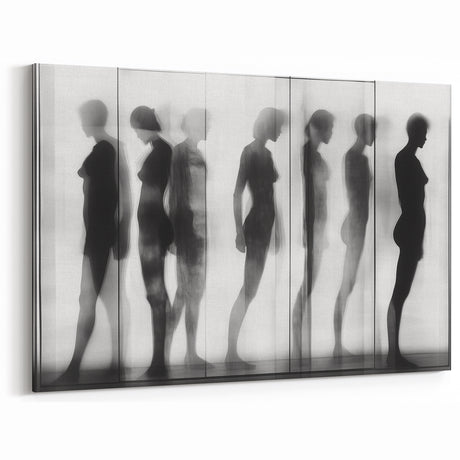 Abstract Human Figures Canvas - Modern Monochrome Silhouette Art