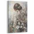Contemporary Figurative Canvas Art - Graceful Woman with Flowers