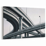Modern Overpass Bridge Wall Art - Monochrome Urban Canvas Print