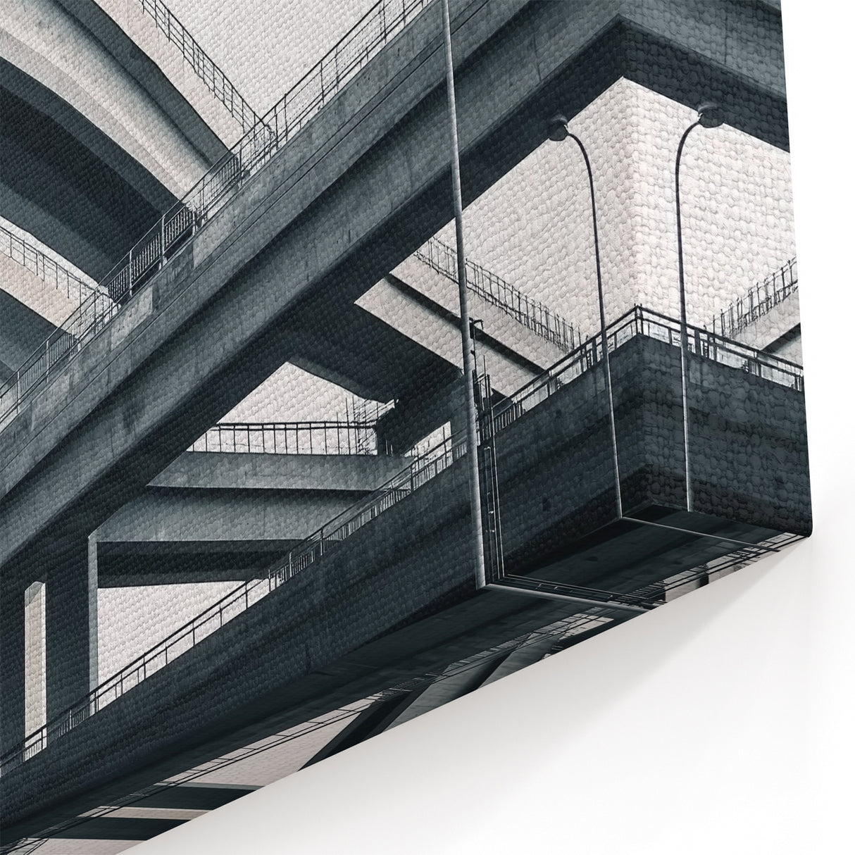 Modern Overpass Bridge Wall Art - Monochrome Urban Canvas Print