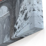Winter Railway Bridge Wall Art - Snowy Landscape Canvas Print