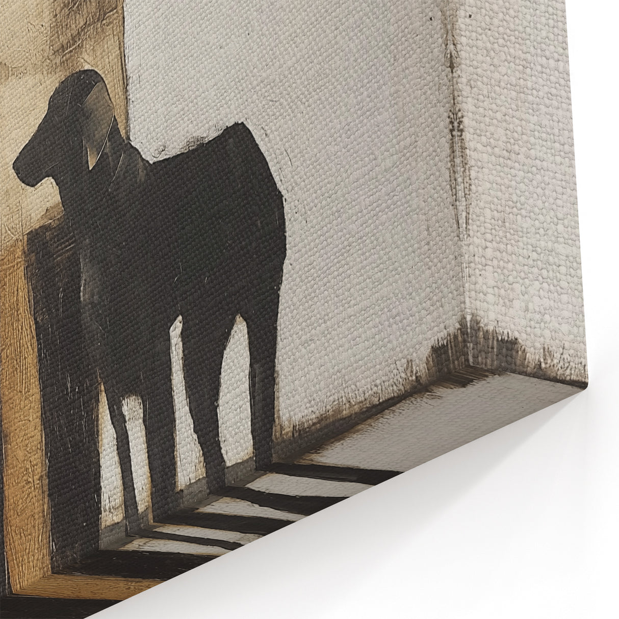 Abstract Figurative Canvas Art - Human and Dogs Rustic Wall Décor