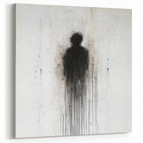 Modern Monochrome Figurative Art - Dripping Silhouette Canvas