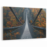 Suspension Bridge Wall Art - Autumn Landscape Canvas Prints
