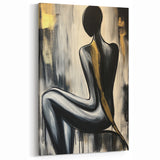 Modern Figurative Wall Art - Black and Gold Abstract Human Silhouette