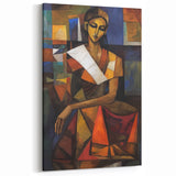 Cubist Figurative Abstract Art - Modern Canvas with Warm Earthy Tones