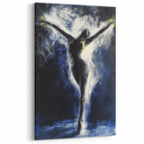 Abstract Figurative Canvas Art - Graceful Black and White Dance Design