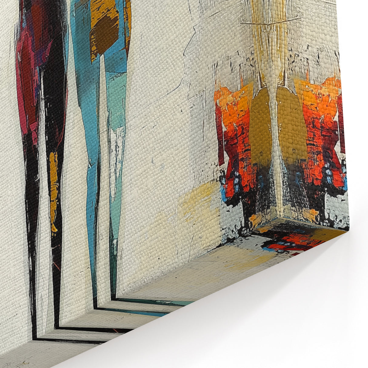Abstract Figurative Wall Art - Minimalist Couple Design with Vibrant Colors