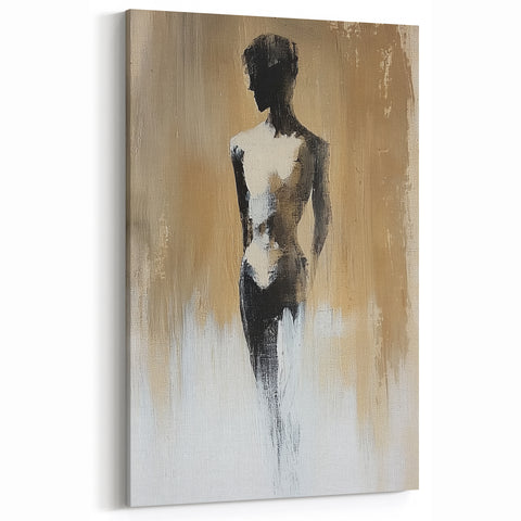 Minimalist Figurative Wall Art - Monochrome Silhouette with Earthy Tones