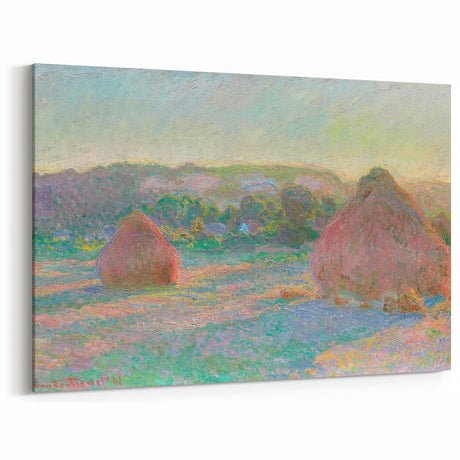 Impressionist Landscape Wall Art - Monet's Wheat Stacks at Sunset