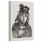 Édouard Manet Portrait Wall Art - Berthe Morisot in Monochrome