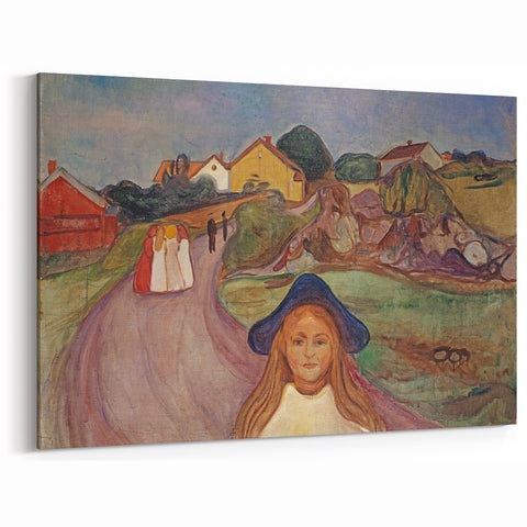 Expressionist Art: Road in Åsgårdstrand Vibrant Canvas Print