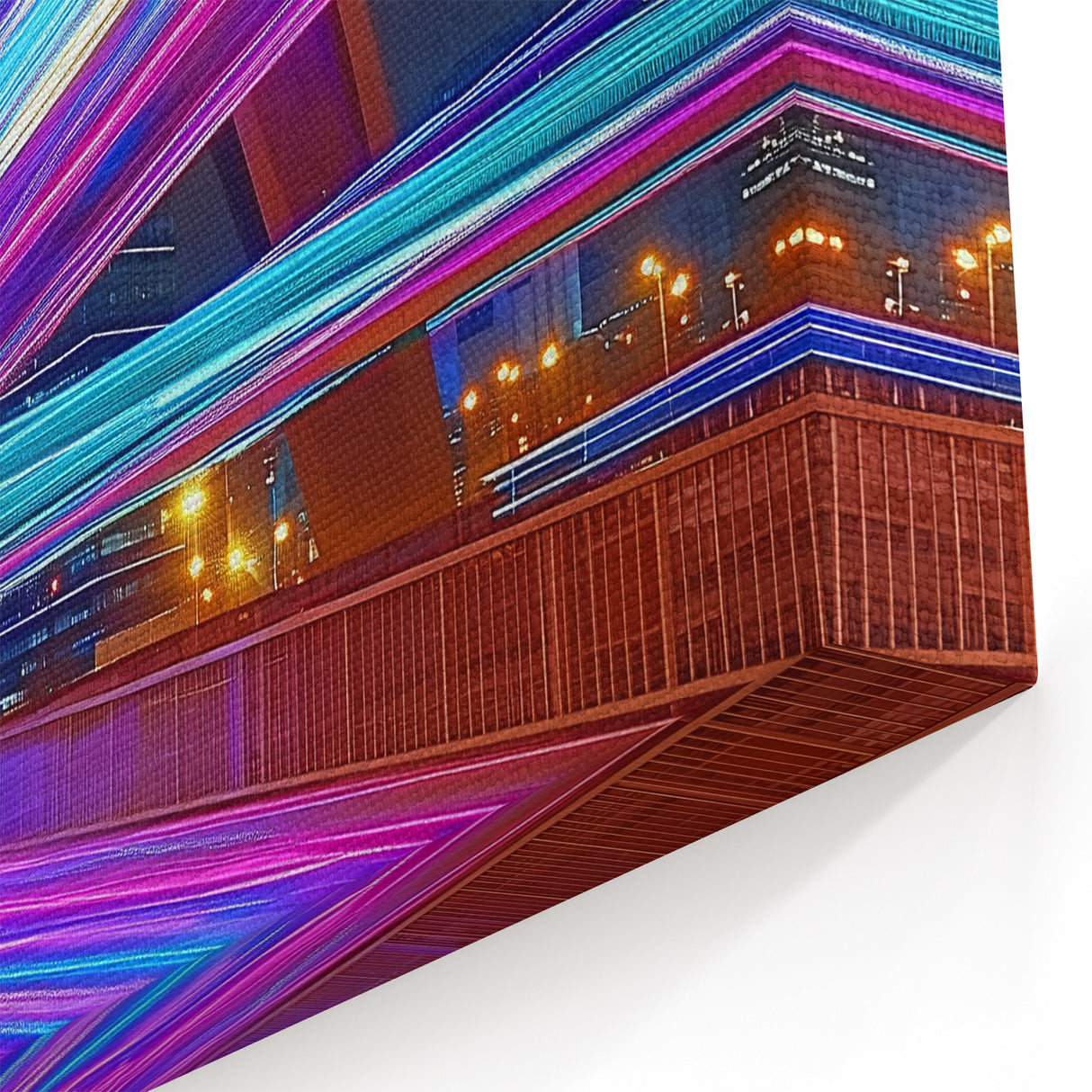 Dynamic Light Trail Bridge Wall Art - Futuristic City Canvas Prints
