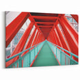Vibrant Red Steel Bridge Wall Art - Modern Geometric Canvas Prints