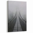 Mystical Foggy Suspension Bridge Wall Art - Black and White Canvas Prints