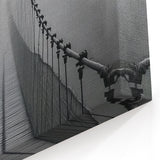 Mystical Foggy Suspension Bridge Wall Art - Black and White Canvas Prints