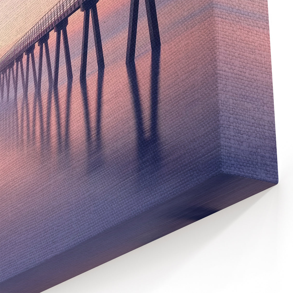 Serene Pier Bridge Wall Art - Sunset Reflection Canvas Prints