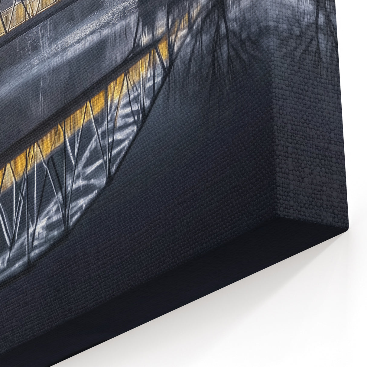 Frosty Winter Bridge Wall Art - Illuminated Night Canvas Prints