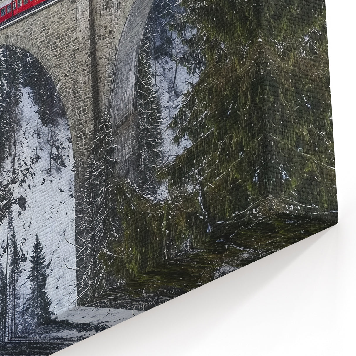 Alpine Train Bridge Artwork - Scenic Winter Railway Photography