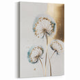 Modern Floral Abstract - Gold and Teal Dandelion Botanical Art