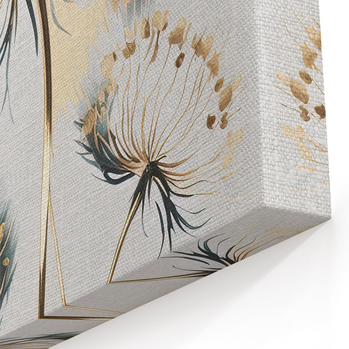 Modern Floral Abstract - Gold and Teal Dandelion Botanical Art
