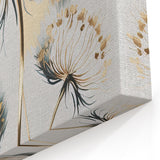 Modern Floral Abstract - Gold and Teal Dandelion Botanical Art